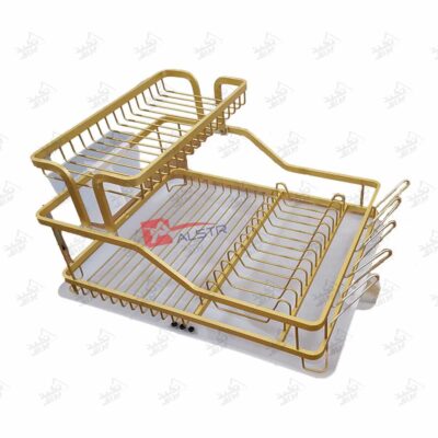 آبچکان رو سینک دو طبقه آلومینیومی طلایی