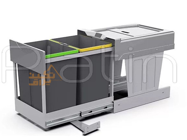 سطل آشغال درب کابینتی پلاتین مدل 3655 پشت زمینه سفید