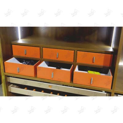 باکس لباس کشویی چرمی فانتونی مدل فرنچ استایل نارنجی