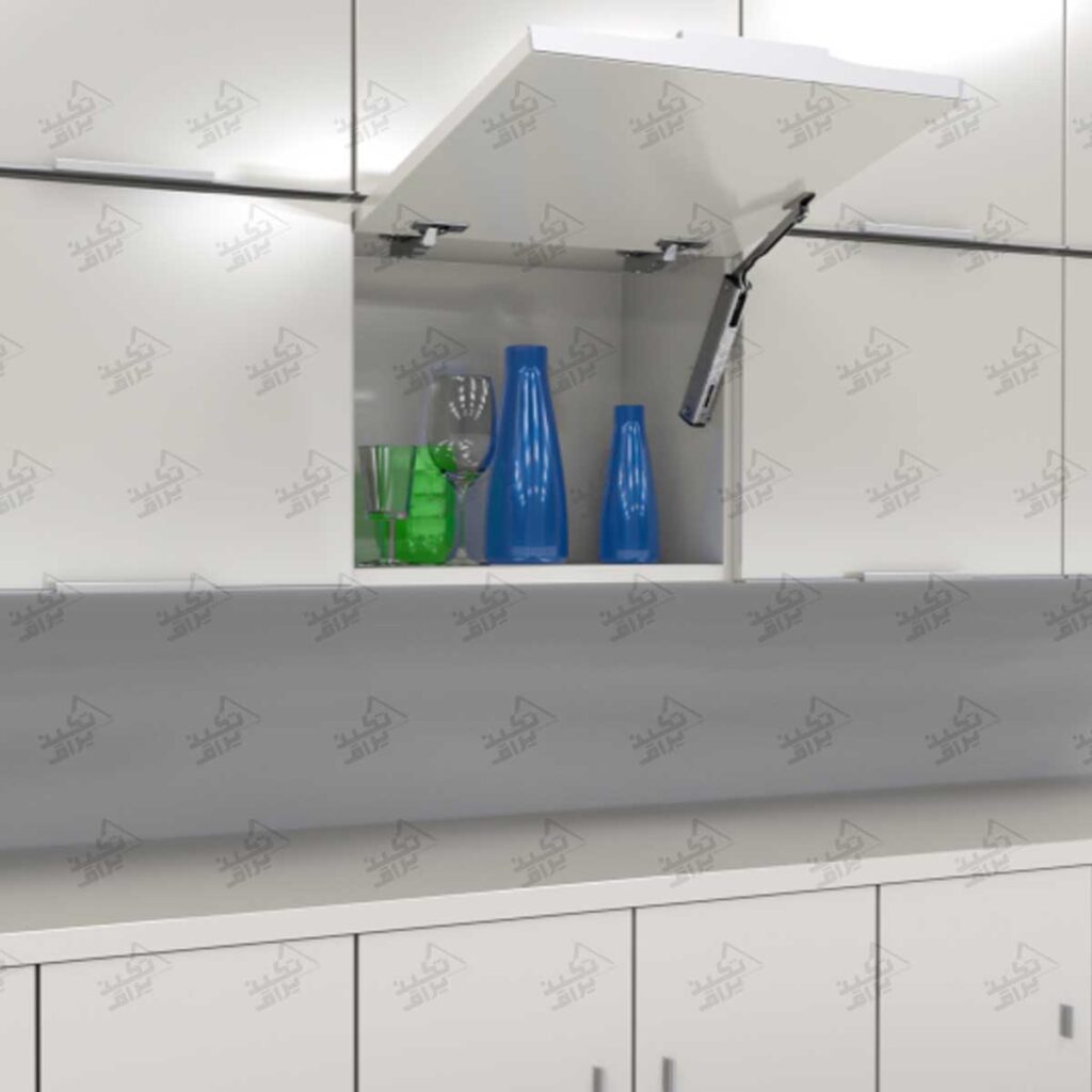 نمونه نصب شده جک بازویی کابینت آرام بند فانتونی طرح HVF مدل C116، C115 و C117