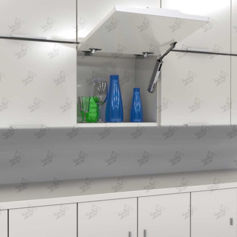 نمونه نصب شده جک بازویی کابینت آرام بند فانتونی طرح HVF مدل C116، C115 و C117