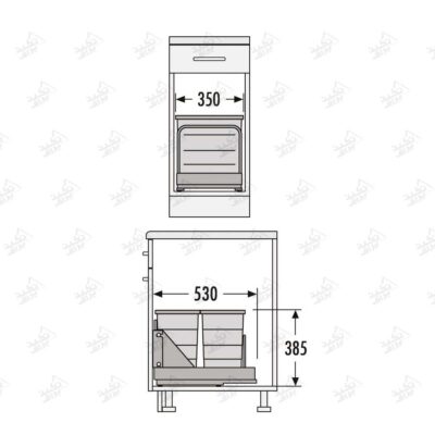 ابعاد سطل زباله دوقلو هایلو مدل Q240 فانتونی