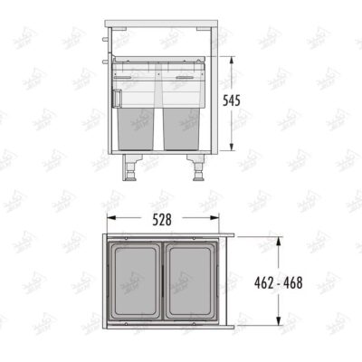 ابعاد سطل زباله داخل کابینت هایلو مدل Q250 فانتونی