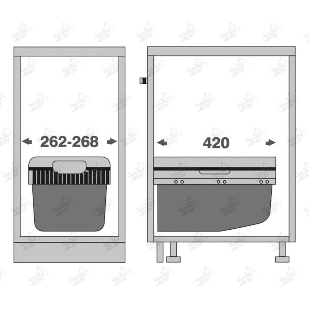 ابعاد سطل ریلی جای برنج و حبوبات فانتونی مدل Q930
