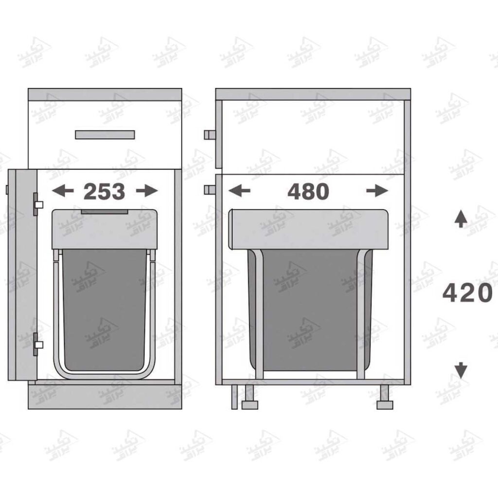 ابعاد سطل زباله ریلی فانتونی مدل Q430