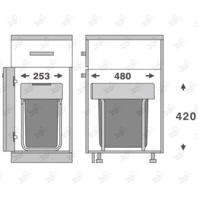 ابعاد سطل زباله ریلی فانتونی مدل Q430