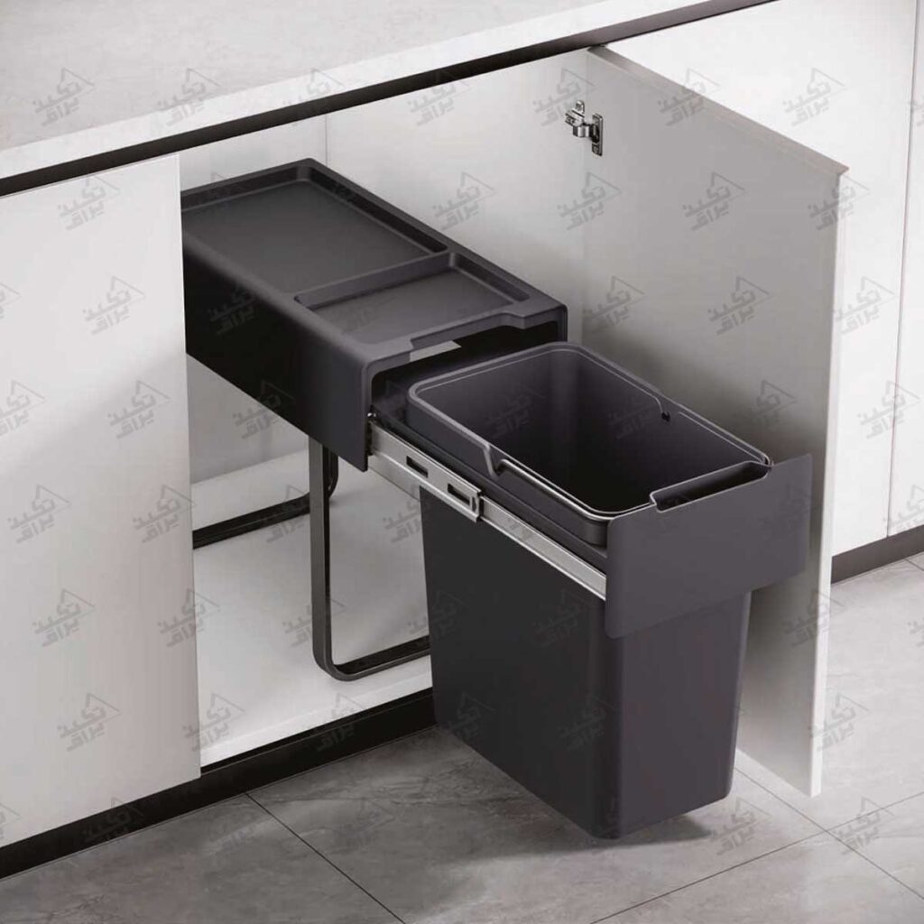 نمونه نصب شده سطل زباله کابینتی تک مخزنه فانتونی مدل Q430