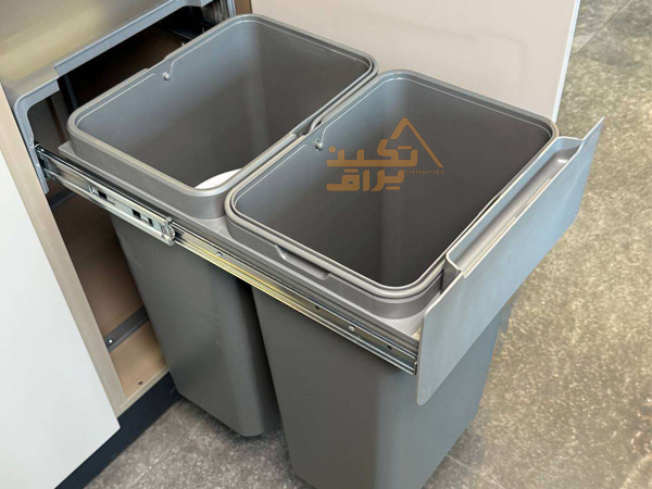 نمونه نصب شده سطل زباله دوقلو ریلی فانتونی مدل Q540
