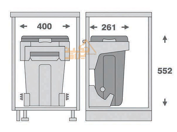 ابعاد سطل آشغال در کابینت داشبوردی فانتونی مدل Q400