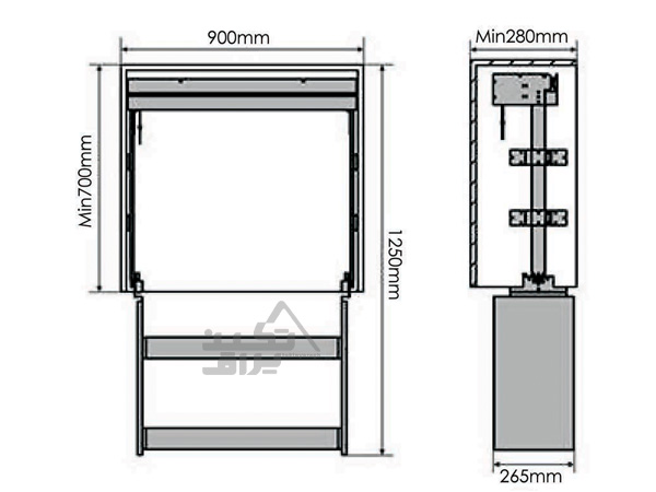 ابعاد سبد بار کابینت آسانسوری برقی فانتونی مدل G261