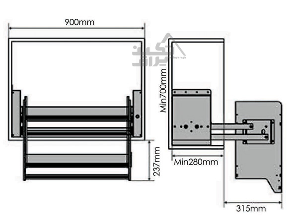 ابعاد جک آسانسوری کابینت فانتونی مدل G161 و G561