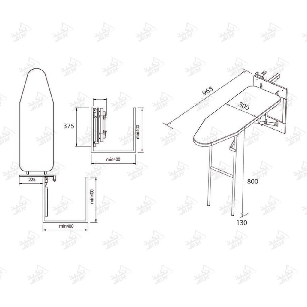 ابعاد میز اتو ریلی ایستاده فانتونی مدل J406