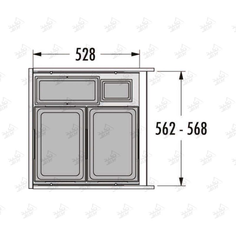 ابعاد سطل زباله تو کابینتی هایلو مدل Q260 فانتونی