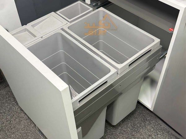 نمونه نصب شده سطل زباله ریلی کابینت هایلو مدل Q260 فانتونی