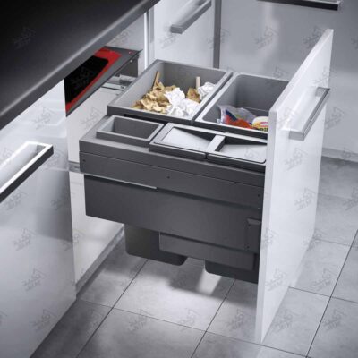 نمونه نصب شده سطل زباله تو کابینتی هایلو مدل Q260 فانتونی