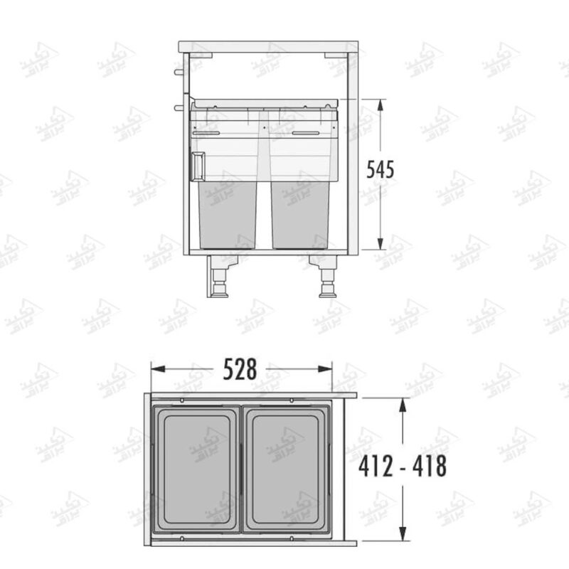 ابعاد سطل زباله توکار هایلو مدل Q245 فانتونی