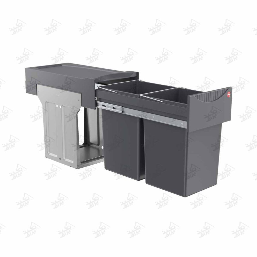سطل زباله ریلی زیر سینک هایلو مدل Q130 پشت زمینه سفید