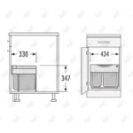 ابعاد سطل زباله دوتایی هایلو مدل Q150 فانتونی