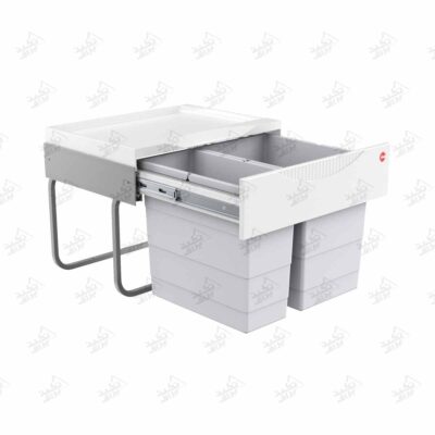 سطل زباله دوقلو داخل کابینت هایلو مدل Q150 پشت زمینه سفید