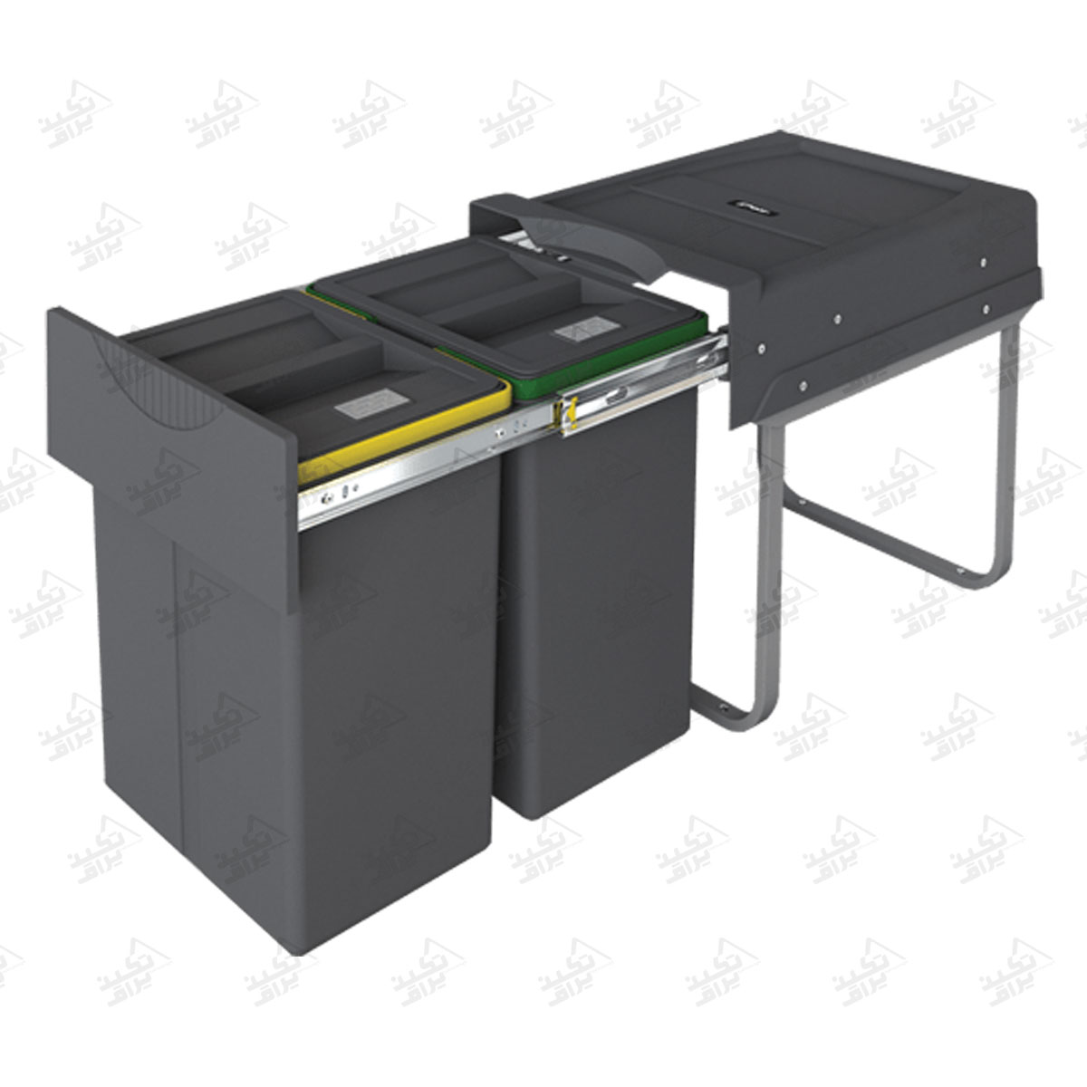 سطل زباله کابینت دوقلو پلاتین مدل 3653 پشت زمینه سفید
