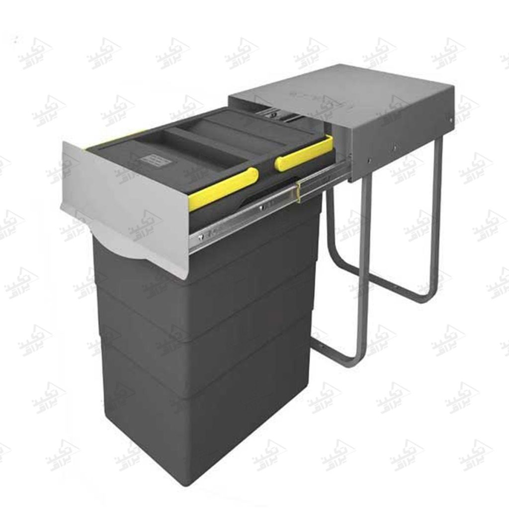 سطل زباله ریلی تک مخزنه 40 لیتری پلاتین مدل 3613 پشت زمینه سفید