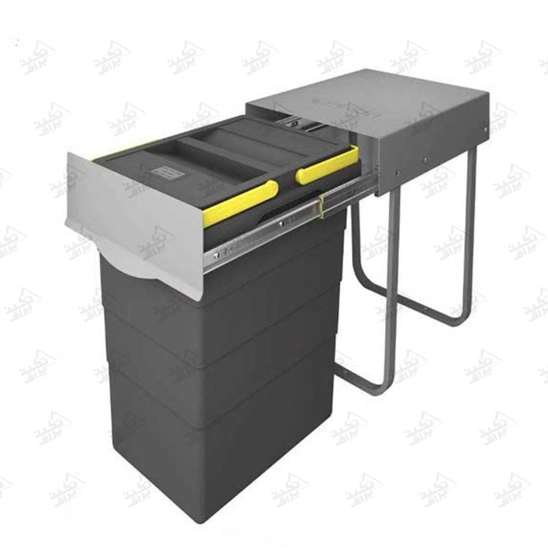 سطل زباله ریلی تک مخزنه 40 لیتری پلاتین مدل 3613 پشت زمینه سفید