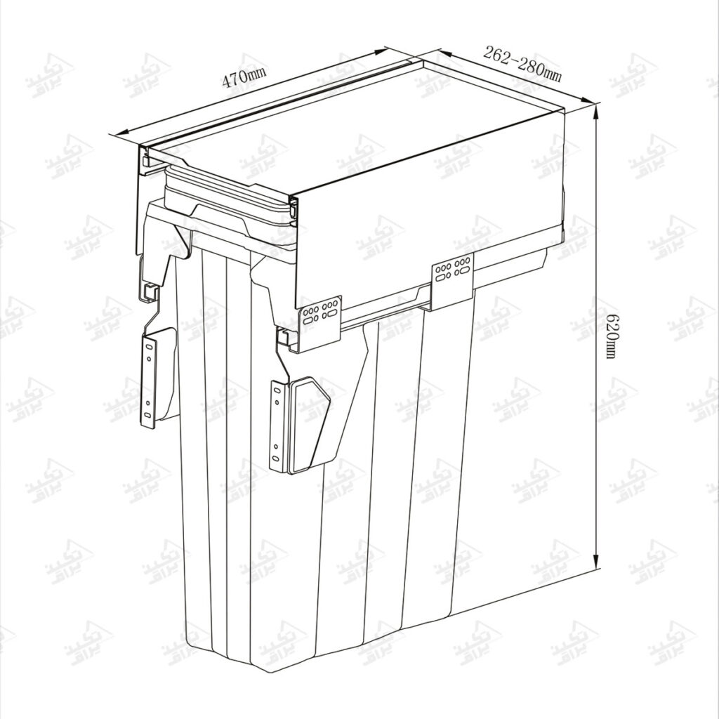 ابعاد سطل زباله کابینتی ملونی مدل 9018