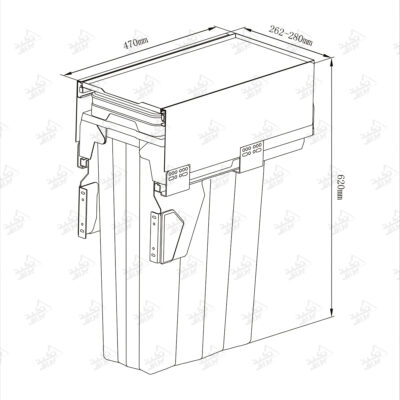 ابعاد سطل زباله کابینتی ملونی مدل 9018