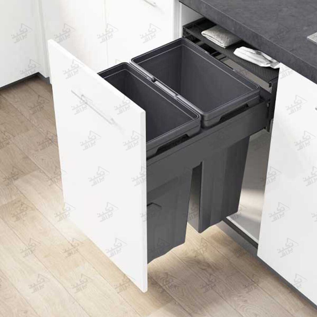 نمونه نصب شده سطل آشغال آشپزخانه تو کابینتی ملونی مدل 9020