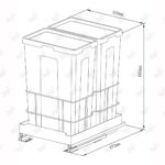 ابعاد سطل زباله کابینتی ملونی مدل 9026