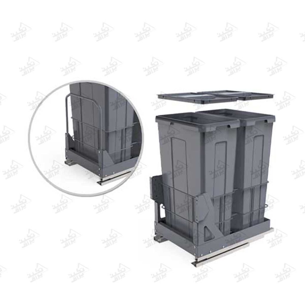 سطل زباله کشویی داخل کابینت ملونی مدل 9026 پشت زمینه سفید
