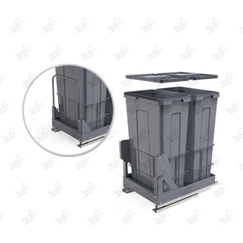 سطل زباله کشویی داخل کابینت ملونی مدل 9026 پشت زمینه سفید