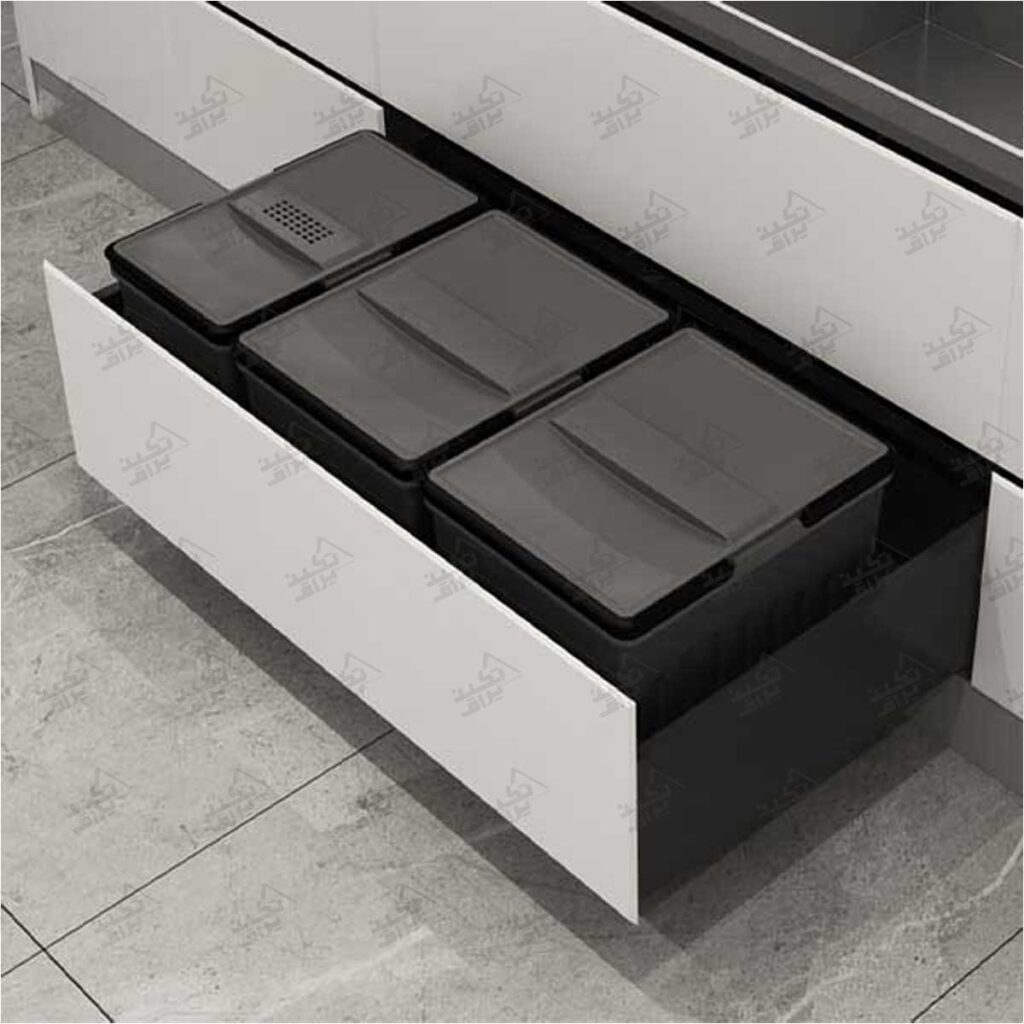 نمونه نصب شده سطل زباله کابینتی ملونی مدل 9038