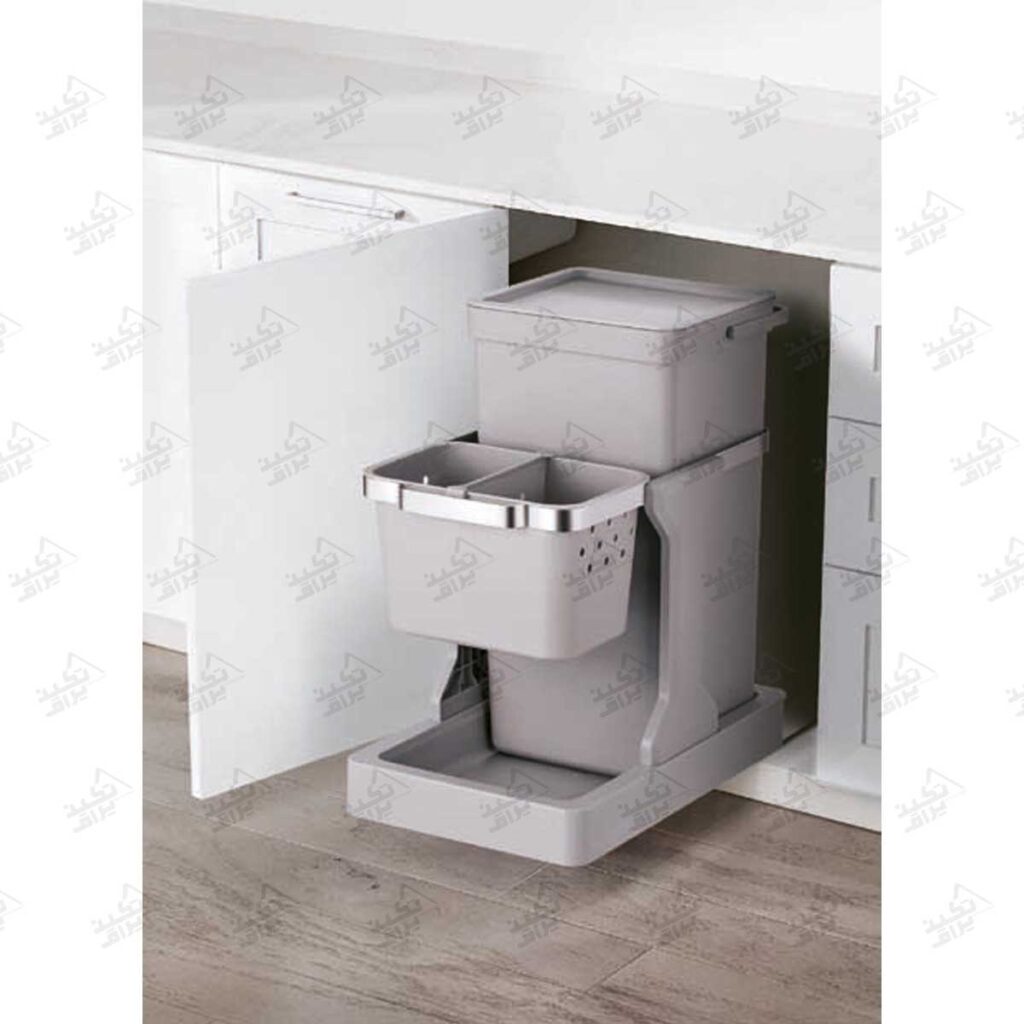 نمونه نصب شده سطل زباله توکابینتی ریلی ملونی مدل 9174