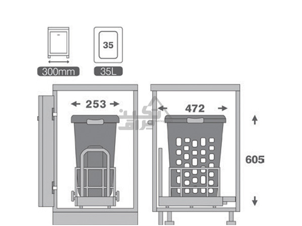 ابعاد سبد لباس چرک داخل کابینت ملونی مدل 9153