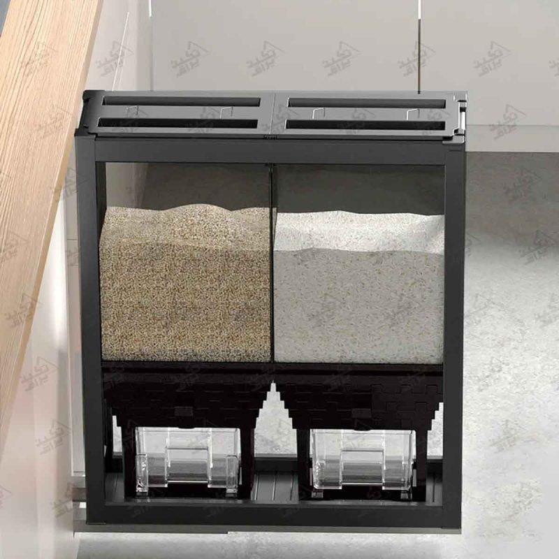سطل برنج کابینتی ریلی دو مخزنه ملونی مدل 9218 از نمای کناری
