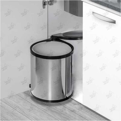 نمونه نصب شده سطل زباله استیل کابینتی گرد ملونی مدل 9130