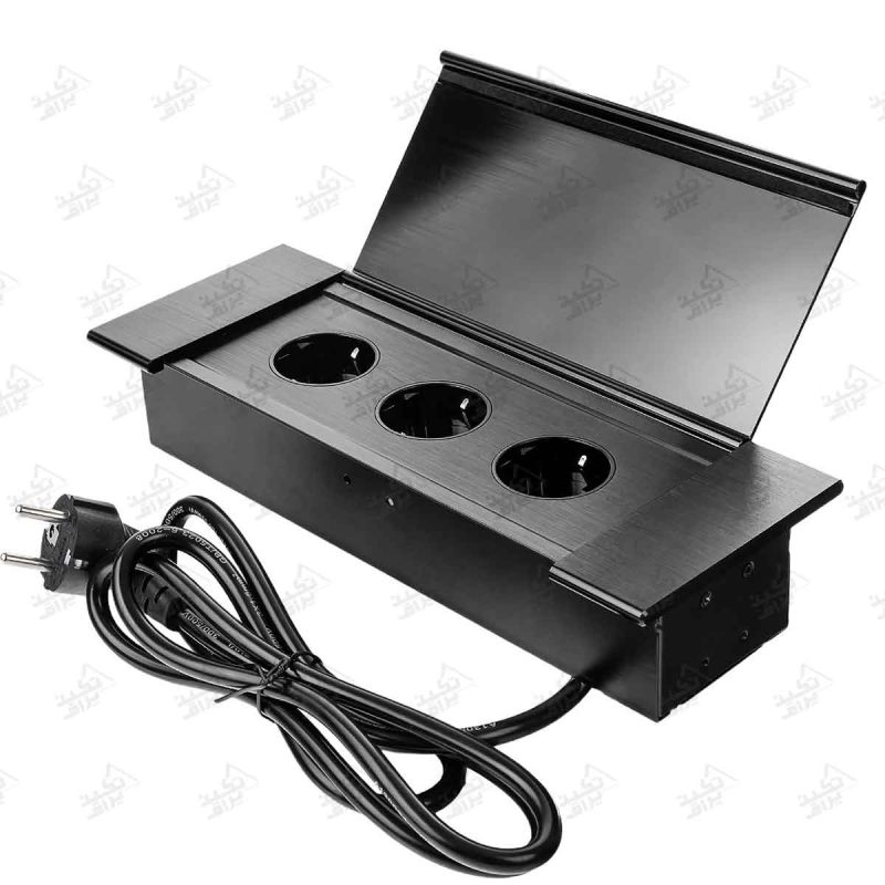 پریز برق روی کابینت سه خانه ملونی مدل 10106 به همراه دو شاخه برق
