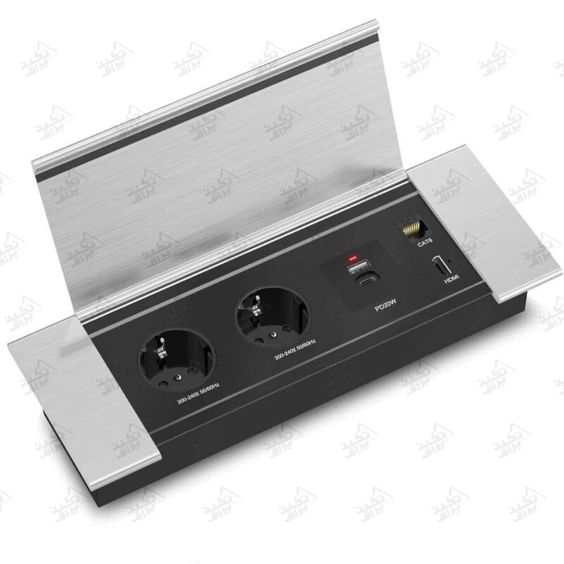 پریز توکار ملونی مدل 10108 نقره ای پشت زمینه سفید