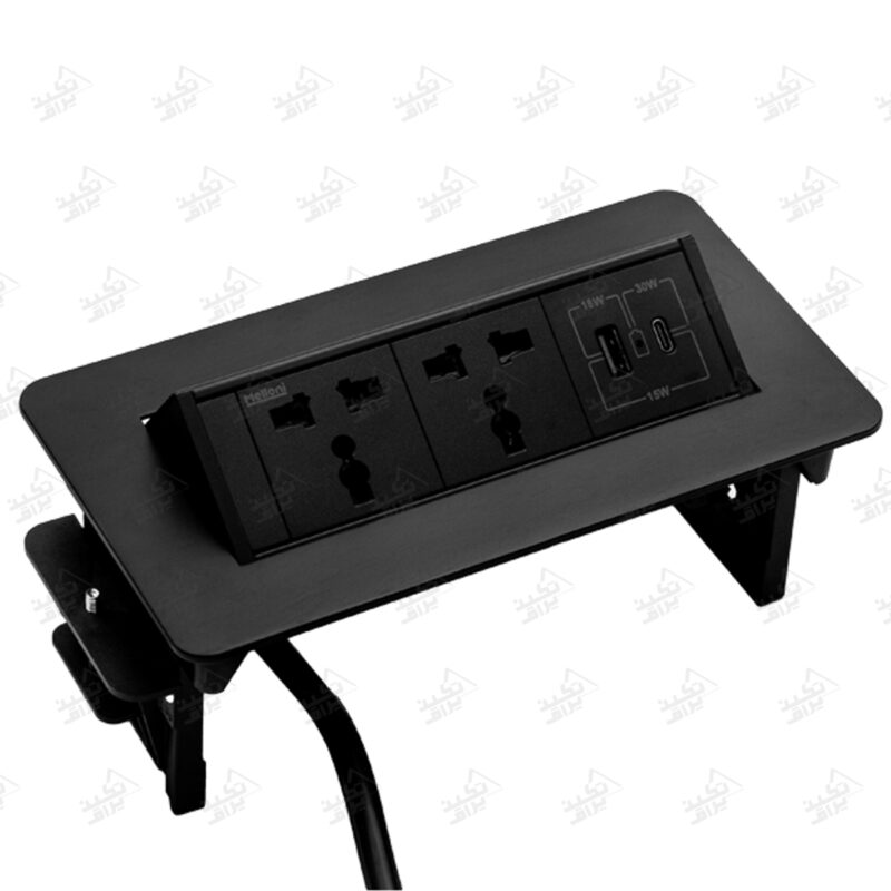 پریز توکار ملونی مدل 10140 مشکی پشت زمینه سفید