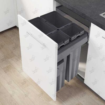 نمونه نصب شده سطل زباله کابینتی کشویی چهار مخزنه ملونی مدل 9022