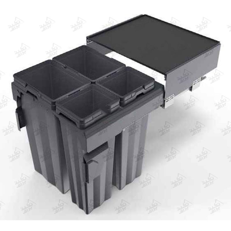 سطل زباله کابینتی کشویی چهار مخزنه ملونی مدل 9022 پشت زمینه سفید