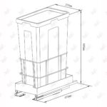 ابعاد سطل زباله کابینتی ملونی مدل 9024