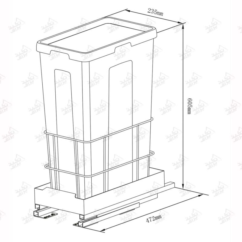 ابعاد سطل زباله کابینتی ملونی مدل 9024