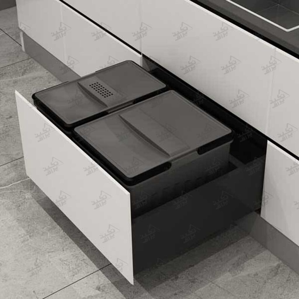 نمونه نصب شده سطل زباله کابینتی ملونی مدل 9036