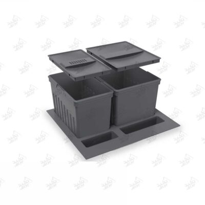 سطل زباله کابینتی پلاستیکی دوقلو ملونی مدل 9036 پشت زمینه سفید