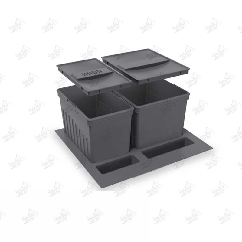 سطل زباله کابینتی پلاستیکی دوقلو ملونی مدل 9036 پشت زمینه سفید
