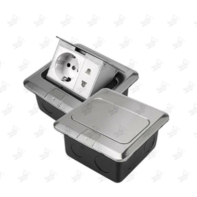 پریز توکار کف ملونی مدل 10112 نقره ای حالت باز و بسته