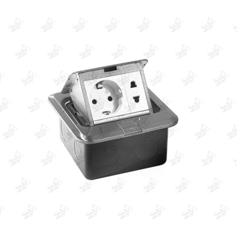 پریز توکار کف ملونی مدل 10112 نقره ای حالت باز