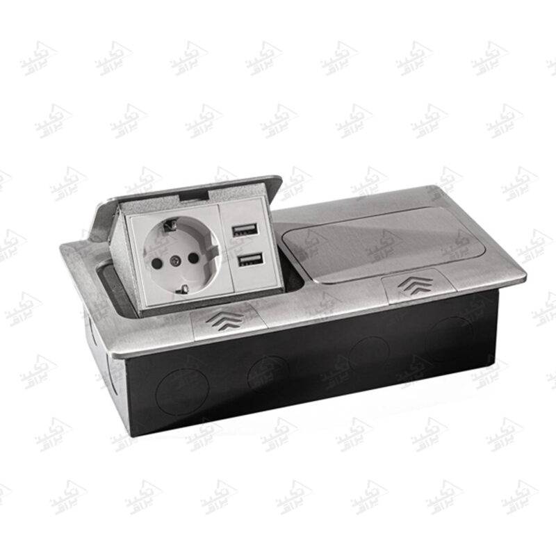 پریز توکار کف ملونی مدل 10116 یک درب باز یک درب بسته